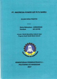PT INDONESIA POWER UJP PLTU BARRU KULIAH KERJA PRAKTEK