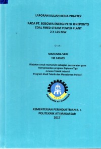 LAPORAN KULIAH KERJA PRAKTEK PADA PT BOSOWA ENERGI PLTU JENEPONTO COAL FIRED STEAM POWER PLANT 2 X 125 MW